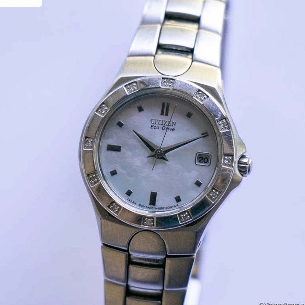 Citizen Eco-Drive Silver Watch with White Dial